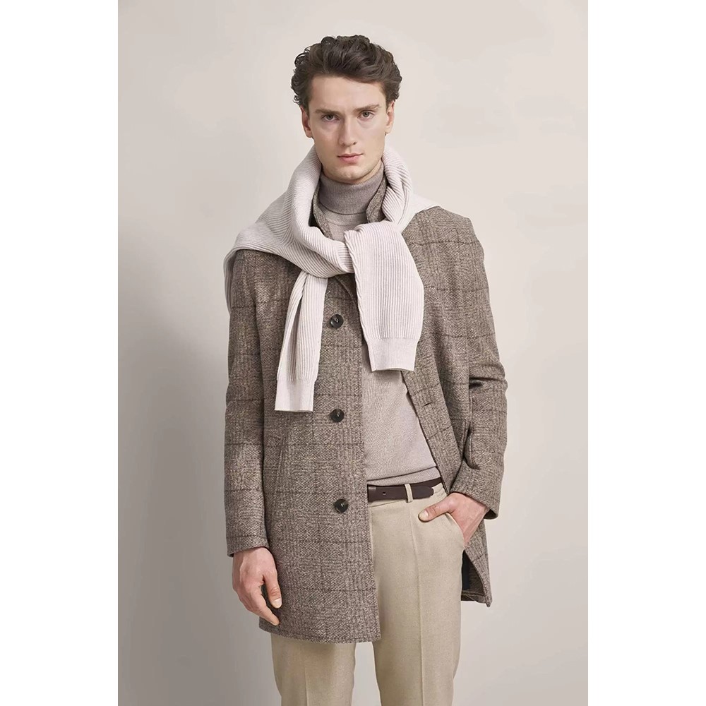 Bugatti Cappotto Uomo con Colletto a Fascia 628533-64078 beige - immagine 4