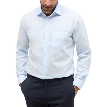 Eterna camicia no stiro 100% cotone m.lunga 1100 azzurro chiaro
