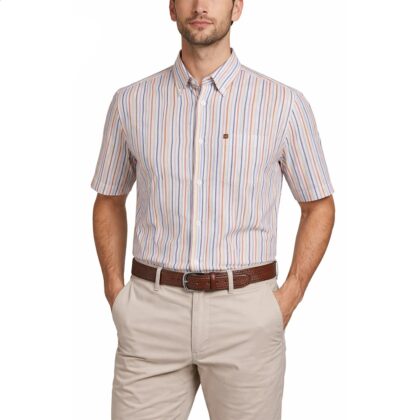 Ascot Sport Camicia da uomo a maniche corte in cotone e lino 15164