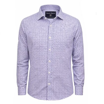Ascot sport Camicia Uomo Fantasia Geometrica Blu 100% cotone 15369-229