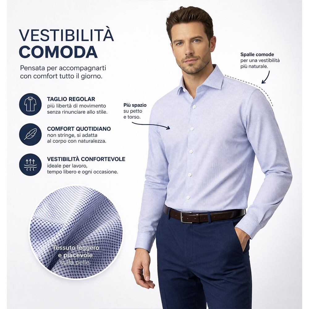 CASSERA CAMICIA CLASSICA UOMO 100%COTONE ART.SABAUDIA MOD.STYLE - immagine 2