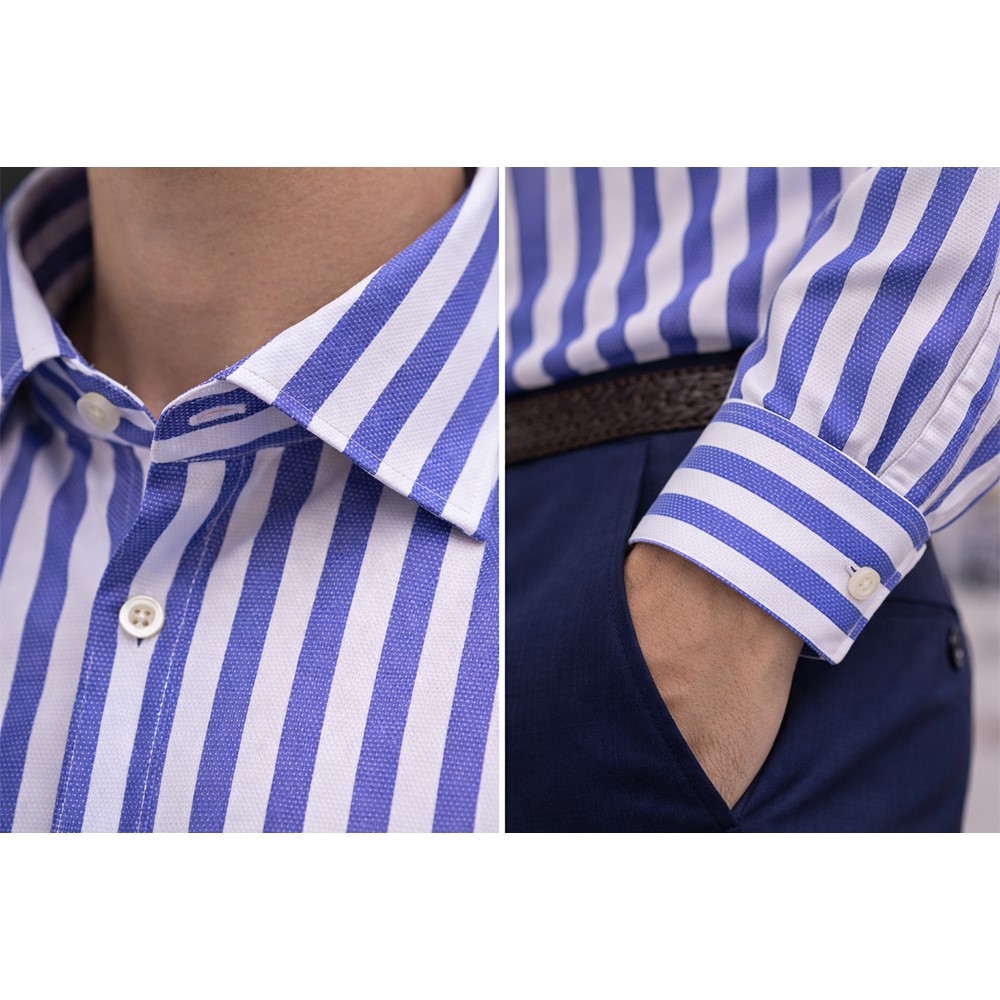 Cassera Camicia Uomo a Righe in Cotone – Vestibilità Regular 6a234 racemy style - immagine 3
