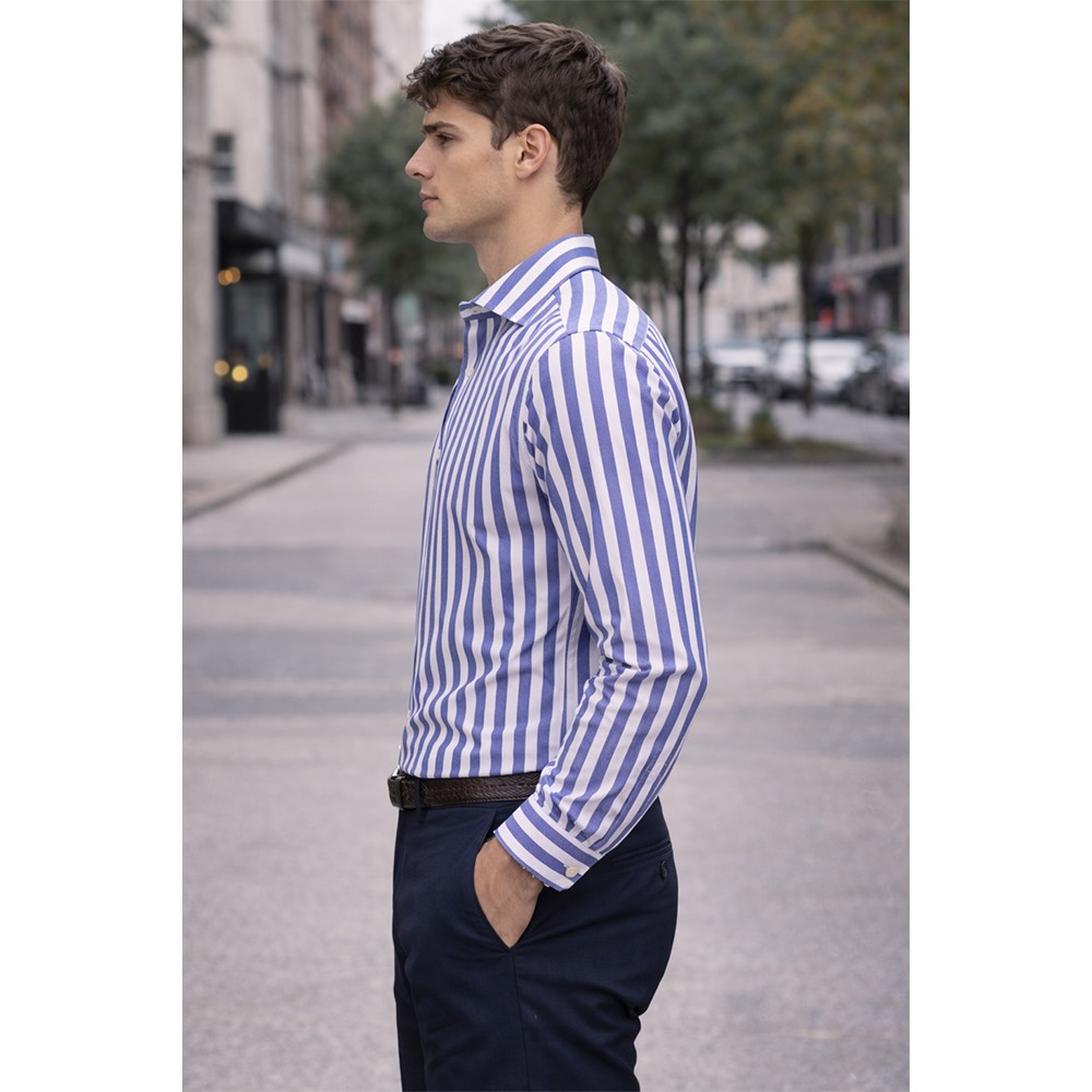 Cassera Camicia Uomo a Righe in Cotone – Vestibilità Regular 6a234 racemy style - immagine 2