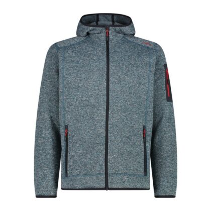 CMP Giacca in pile da uomo in knit-tech mélange con cappuccio 3H60847N