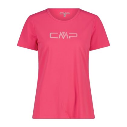 CMP Maglia a maniche corte girocollo da donna con logo CMP 39T5676P 43CV PINK FLUO