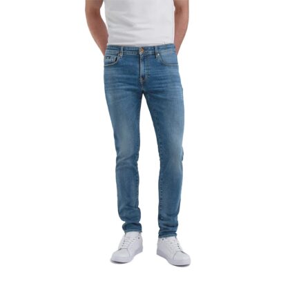 Gas Jeans Skinny Fit Blue Denim 10 1/2 Oz Sax Zip Rev Blu