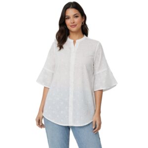 Ragno Blusa donna in cotone sangallo con maniche a campana ds56dw