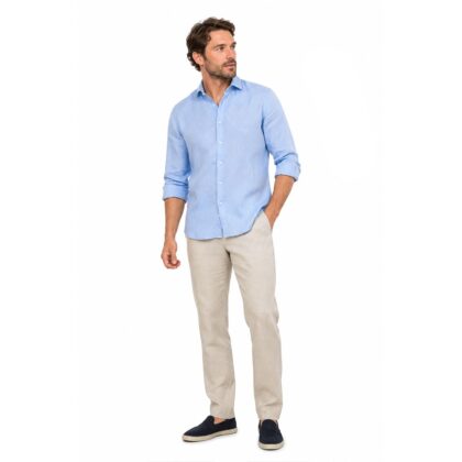 Bugatti camicia uomo manica lunga 100% lino 58540a-9150