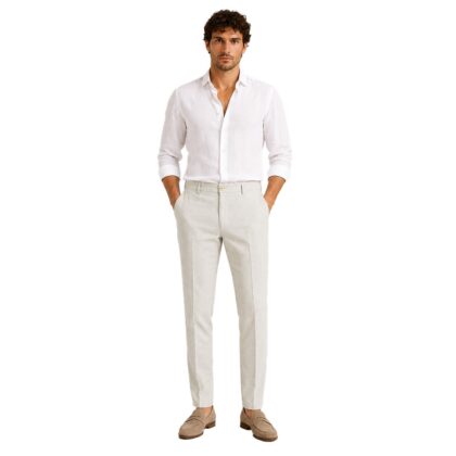 City Time Pantaloni Uomo Slim Fit 100% Lino , Leggero, Fresco e Traspirante 624041 col.80 beige chiaro