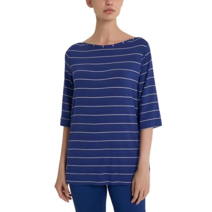 Ragno Maglietta soft con stripes spaziate in Viscosa Summer - Fant. Blueberry Riga Spaziata dp56tw