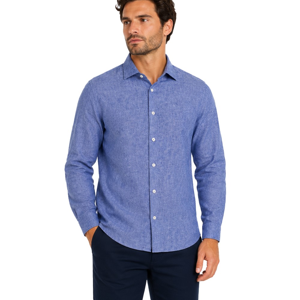 Ascot Sport Camicia Uomo 55% Lino 45% Cotone, Manica Lunga, Regular Fit, 15362-229 - immagine 2