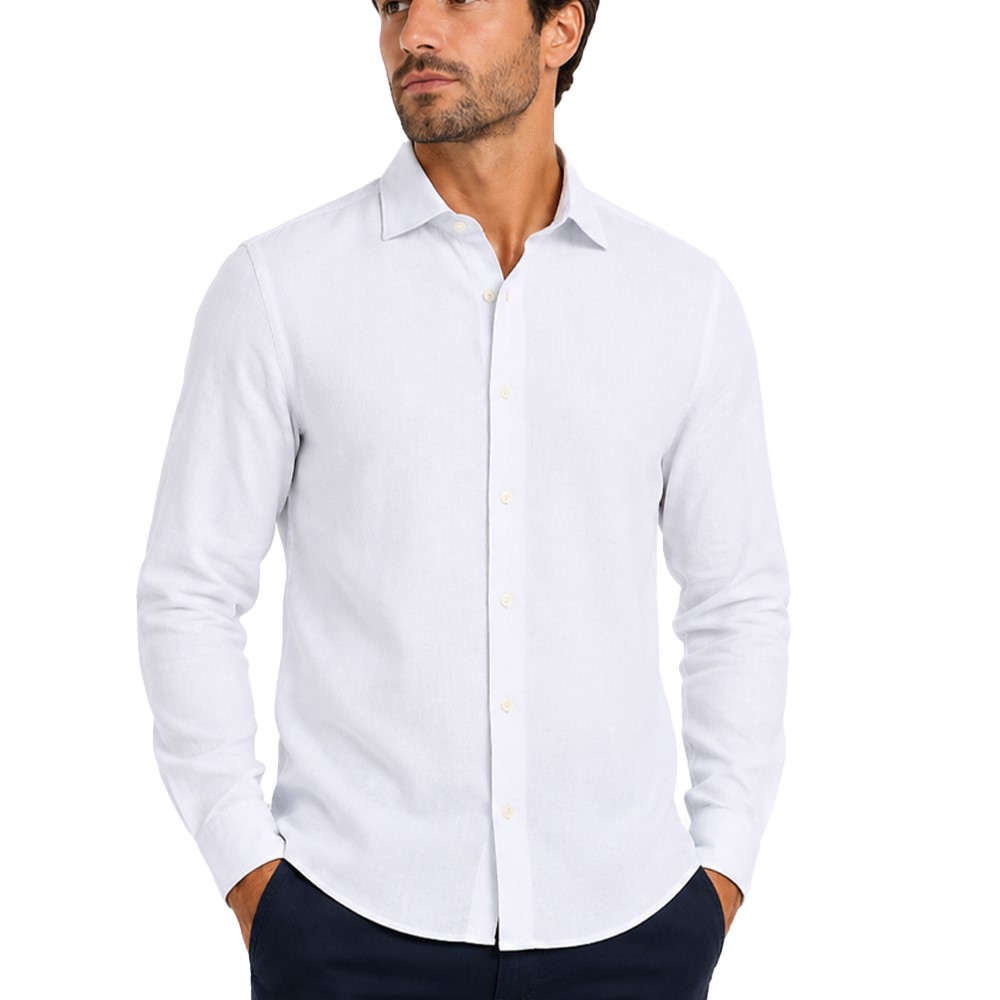 Ascot Sport Camicia Uomo 55% Lino 45% Cotone, Manica Lunga, Regular Fit, 15362-229 - immagine 3