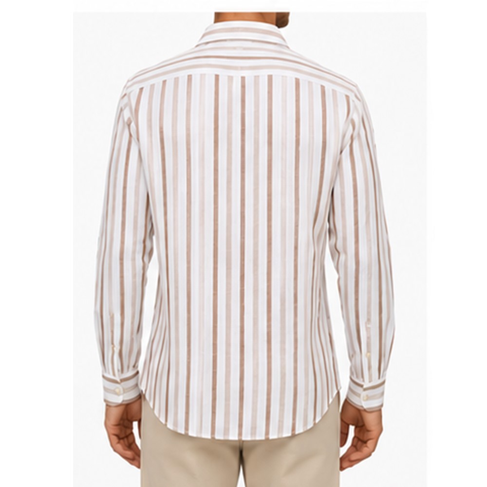 Ascot Sport Camicia Uomo Cotone e Lino a Righe Manica Lunga Vestibilità Regolare 15164-229 - immagine 2
