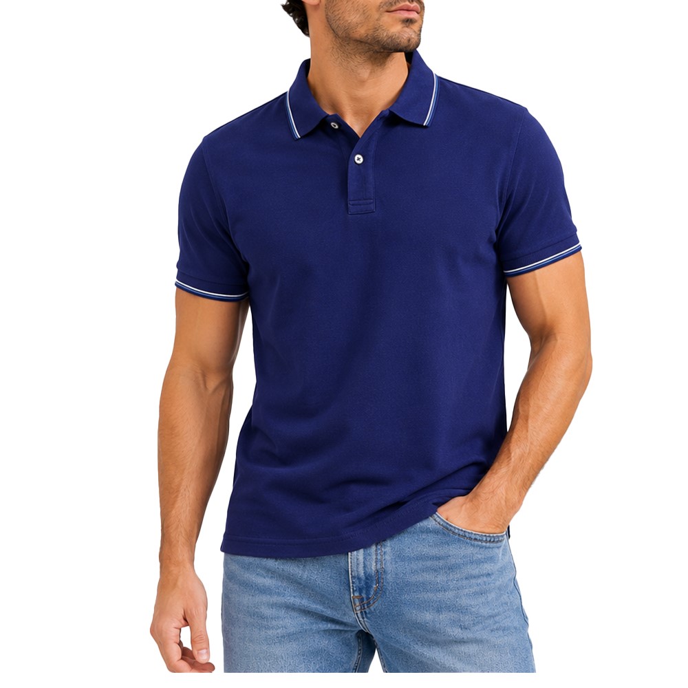 Ascot Sport Polo Uomo Stretch in n, Regular Fit, Manica Corta con Colletto a Contrasto 15304-370