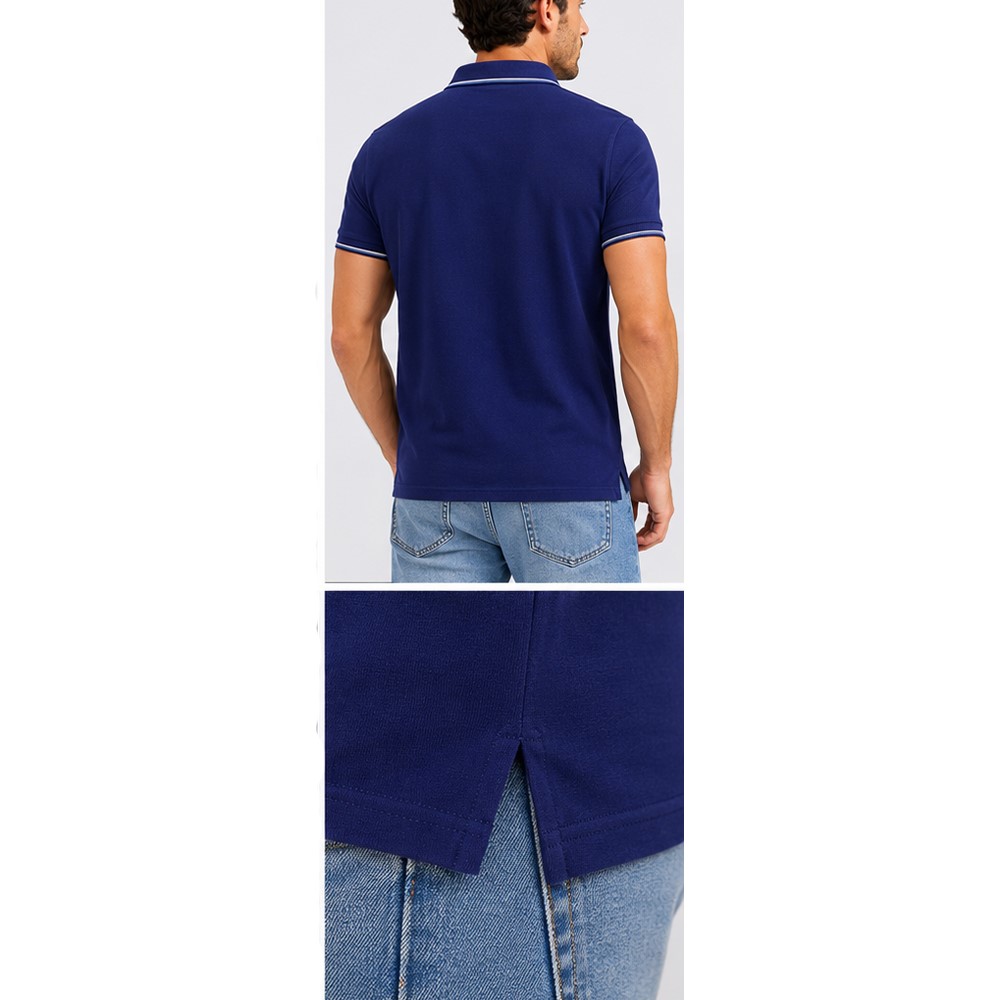 Ascot Sport Polo Uomo Stretch in n, Regular Fit, Manica Corta con Colletto a Contrasto 15304-370 - immagine 3