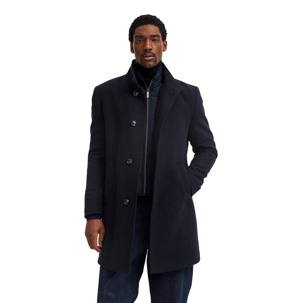 Bugatti Cappotto con collo alto ed elasticizzato con gilet rimovibile in blu navy 84203-821428-390 blu