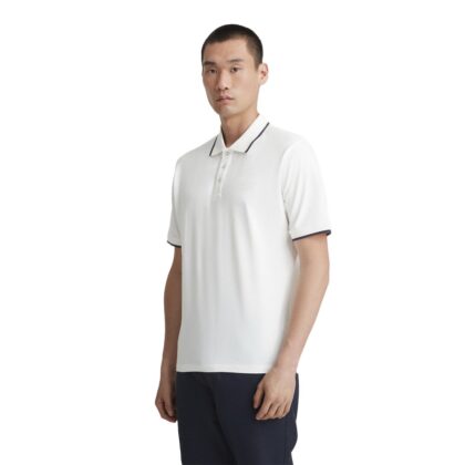 Ciesse piumini Polo in jersey stretch bianca con logo in tono saxon 3.0