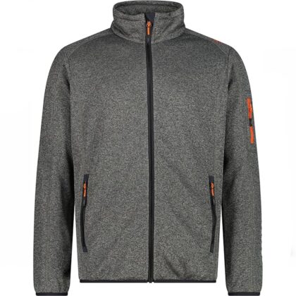 CMP Felpa Outdoor in Knit-tech con Mesh da Uomo, P-E 30H5887 ANTRACITE/ORANGE