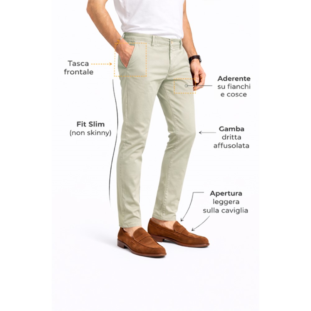 Exigo Pantaloni Stretch Slim Fit P-E Chino 1026131 MADE IN ITALY - immagine 5