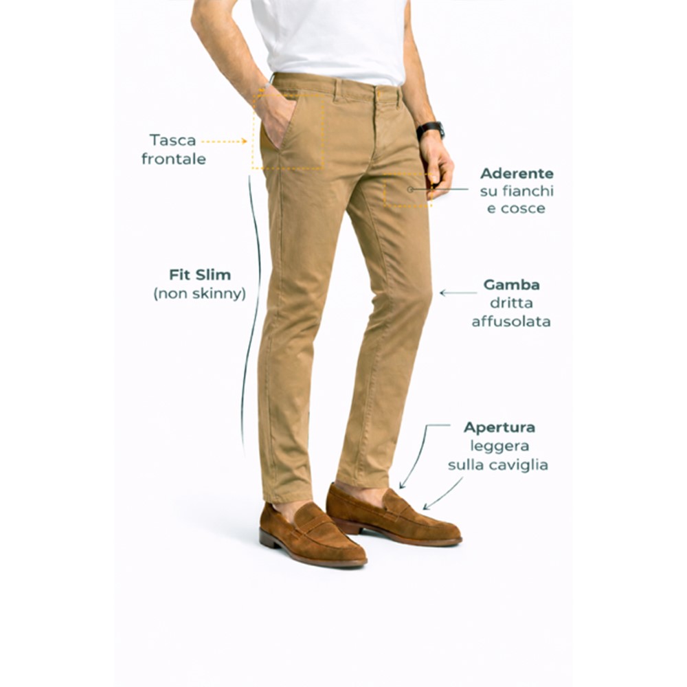 Exigo Pantaloni Stretch Slim Fit P-E Chino 1026131 MADE IN ITALY - immagine 3