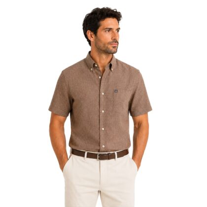 ASCOT SPORT Camicia Manica Corta in Lino e Cotone, Vestibilità Classica 15362-259