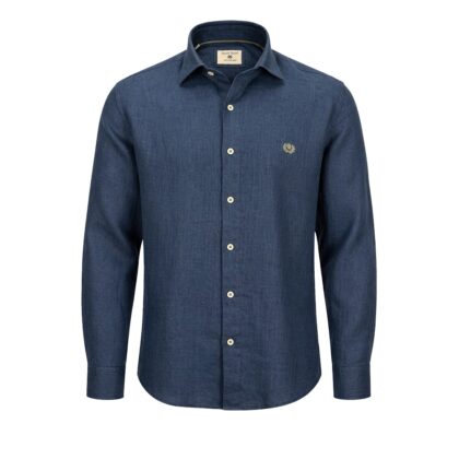 Ascot Sport Camicia Uomo 100% Lino Vestibilità Regolare 15350 68 blu