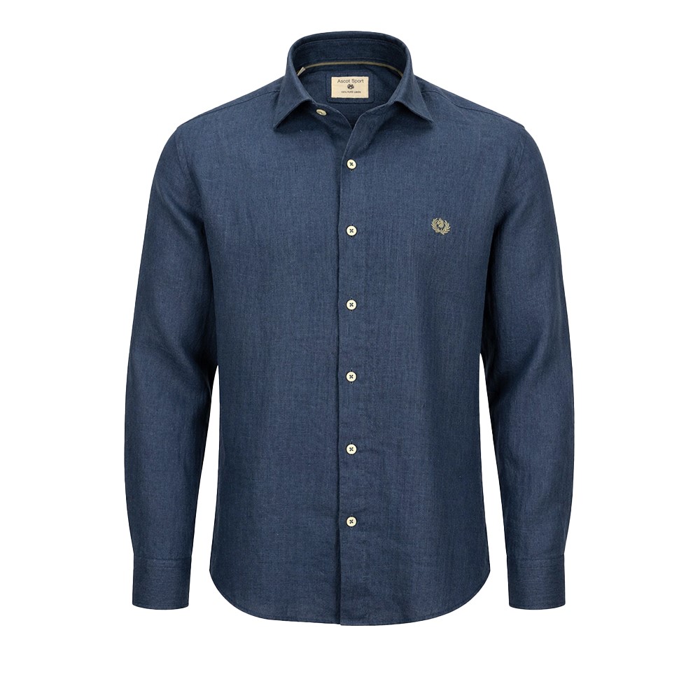 Ascot Sport Camicia Uomo 100% Lino Vestibilità Regolare 15350 68 blu
