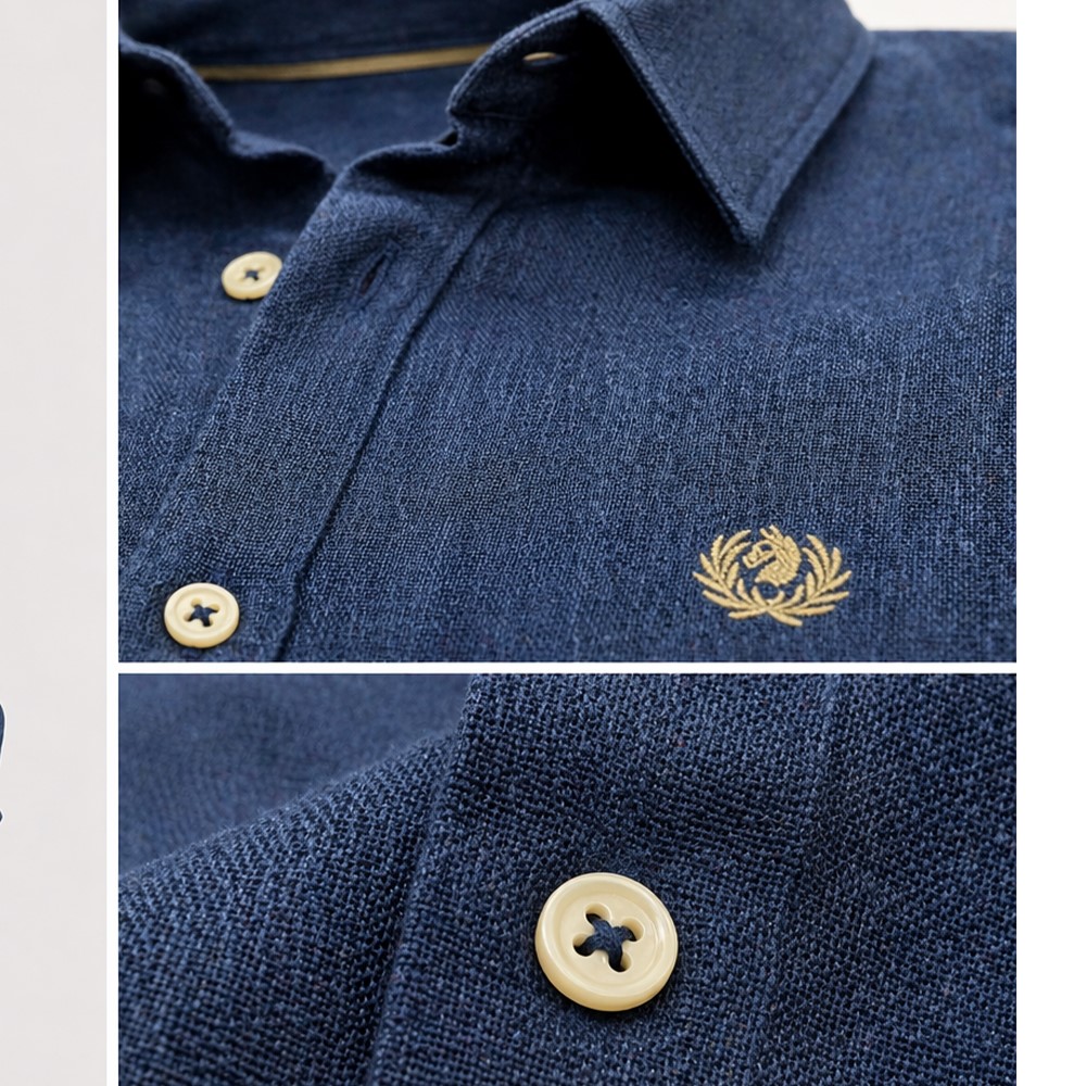 Ascot Sport Camicia Uomo 100% Lino Vestibilità Regolare 15350 68 blu - immagine 4