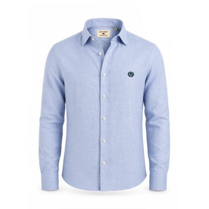 Ascot Sport Camicia Uomo 100% Lino Vestibilità Regolare 15350-58 azzurro