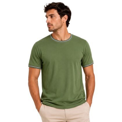 Ascot Sport T-Shirt Uomo in Cotone, stretch Girocollo con Profili a Contrasto 15304-321