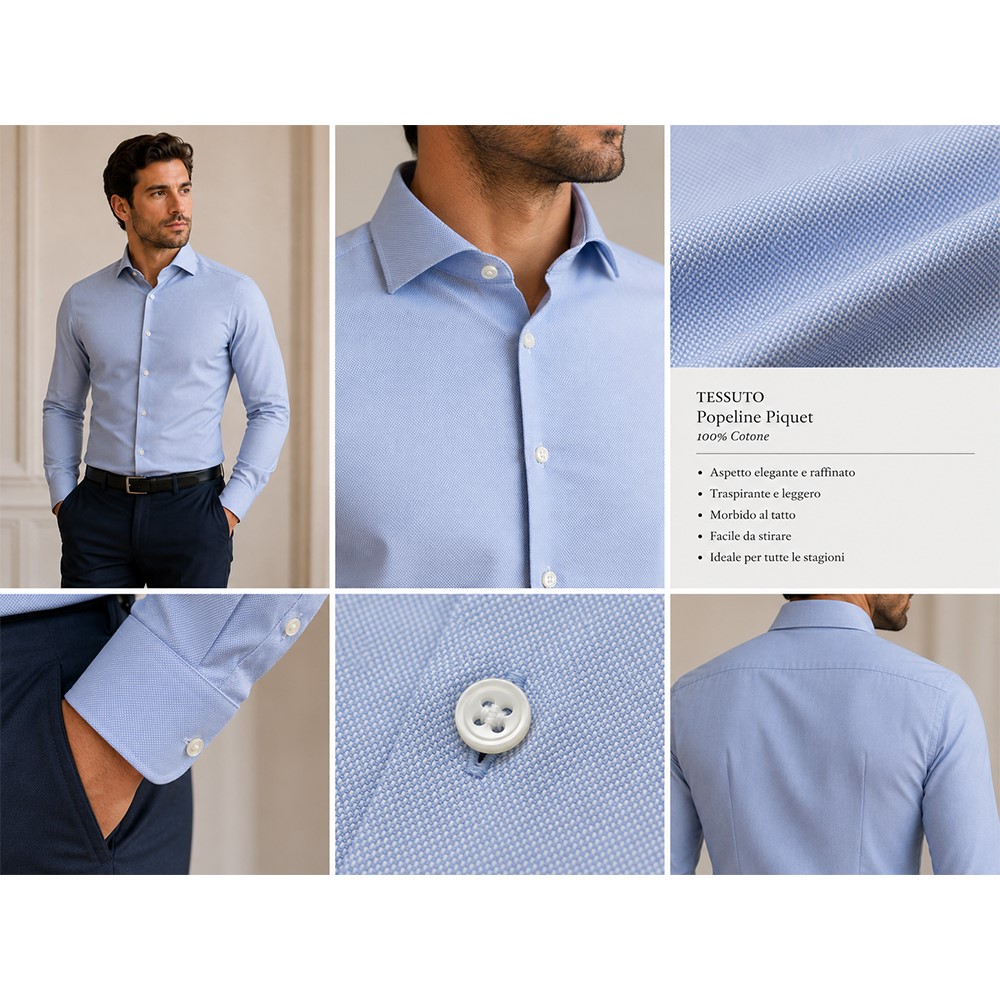 Cassera Camicia Uomo Slim Fit in 100% Cotone Senza Taschino 5b397 mod.active - immagine 8