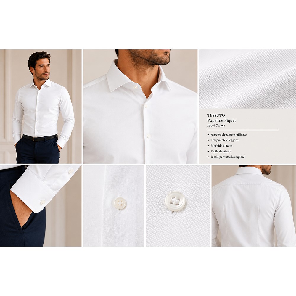 Cassera Camicia Uomo Slim Fit in 100% Cotone Senza Taschino 5b397 mod.active - immagine 4