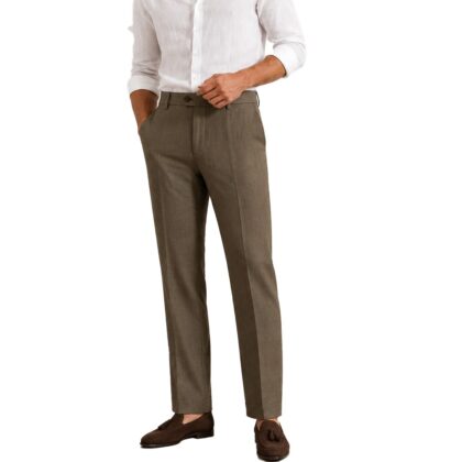 City Time Pantaloni Uomo 100% Lino , Vestibilità Regolare, Fresco e Traspirante 624038 col.38 marrone