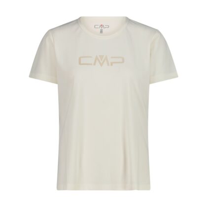 CMP Maglia a maniche corte girocollo da donna con logo CMP 39T5676P A145 OFFWHITE