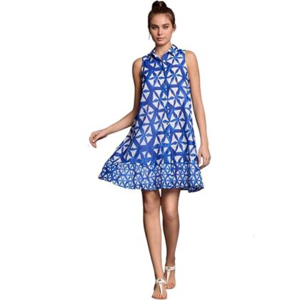 ICONIQUE Abito smanicato da donna in cotone con stampa a fantasia ic25-085