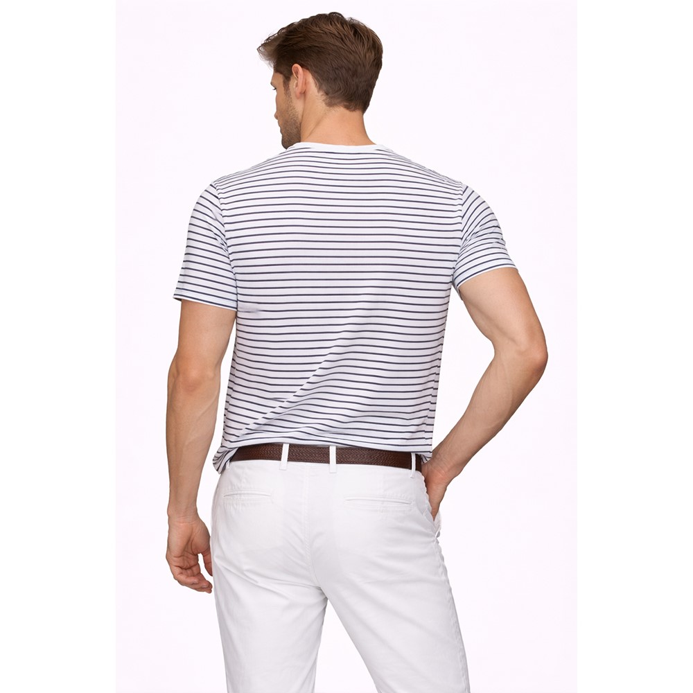 Marbas New Maglietta a Maniche Corte con Collo Rotondo 100% Filo di Scozia per Uomo con Strisce 52121-001 - immagine 2
