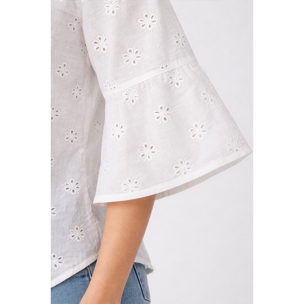 Ragno Blusa donna in cotone sangallo con maniche a campana ds56dw - immagine 6