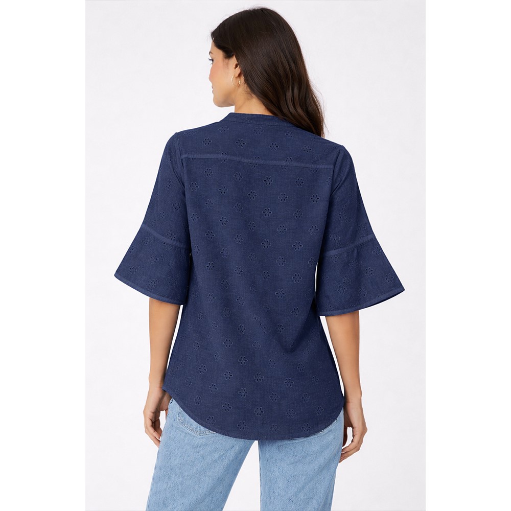 Ragno Blusa donna in cotone sangallo con maniche a campana ds56dw - immagine 3