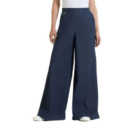 Ragno DS87PA Jeans a palazzo con tasche e vita piatta in Super Light Denim - Dark Indigo