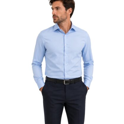 Olymp Camicia 100% cotone No Stiro Manica lunga Modern Fit 6350-15 azzurro