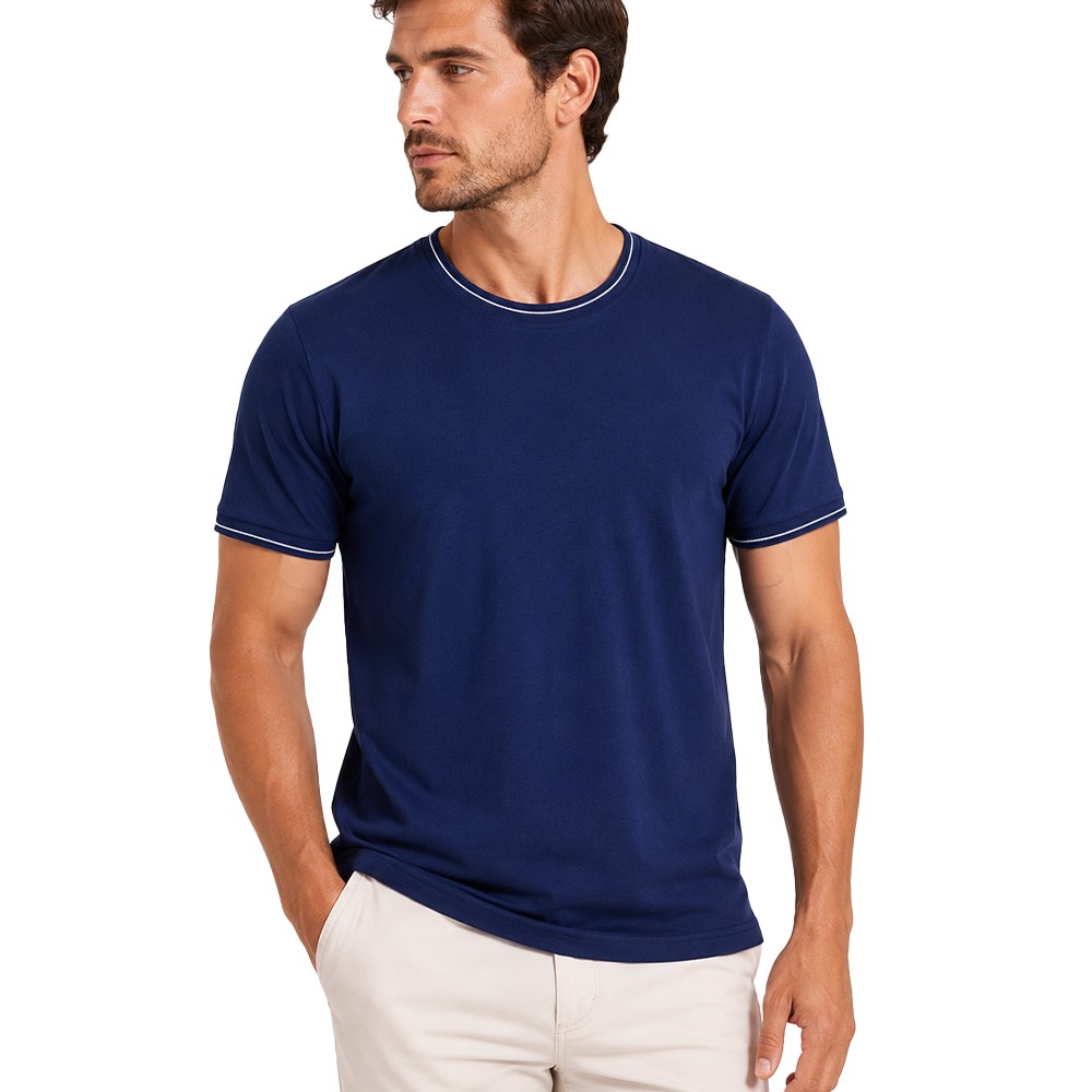 Ascot Sport T-Shirt Uomo in Cotone, stretch Girocollo con Profili a Contrasto 15304-321 - immagine 4