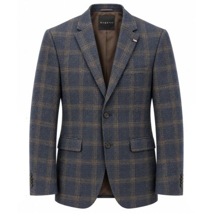 BUGATTI Giacca Uomo Invernale Modern Fit – Fantasia a Quadri con Fodera Stretch 29268