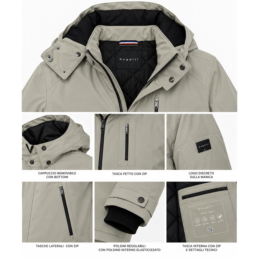 Bugatti Giaccone Uomo con Cappuccio – Impermeabile, Traspirante e Stretch – Giacca Invernale Imbottita con Tasche Zip 21035 - immagine 9